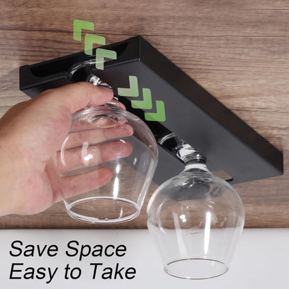 2Pcs Wine Glass Holder，Stemware Rack Plastic Punch-free Hanging Under Cabinet for Bar,Kitchen and