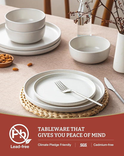 Famiware Milkyway Plates and Bowls Sets, 12 Pieces Dinnerware Sets, Reactive Glaze Dish Set