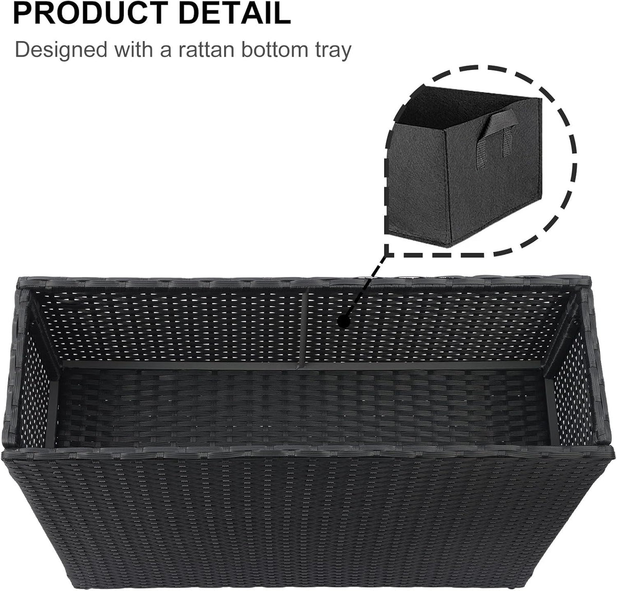 SUNNYPARK Tall Rectangular Planter with Removable Liner, All-Weather PE Rattan Large Modern