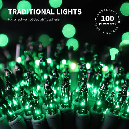 100LIGHTS Green Extra-Bright with End Connectors Christmas Decorative Lights 5.98m UL Certified