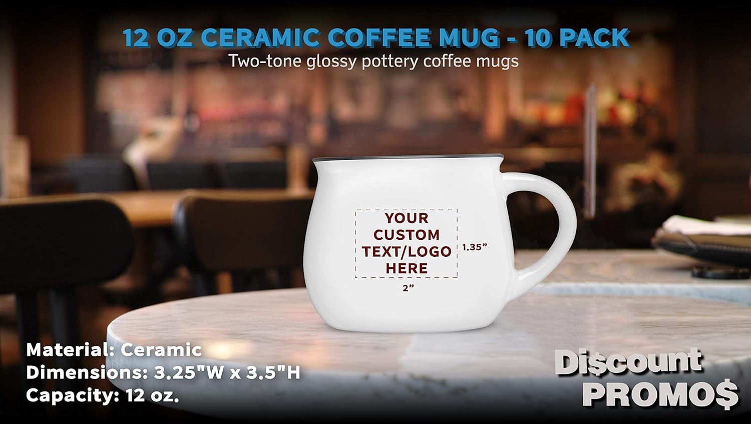 Custom Glazed Campfire Coffee Mugs 12 oz. Set of 10, Personalized Bulk Pack - Perfect for Coffee