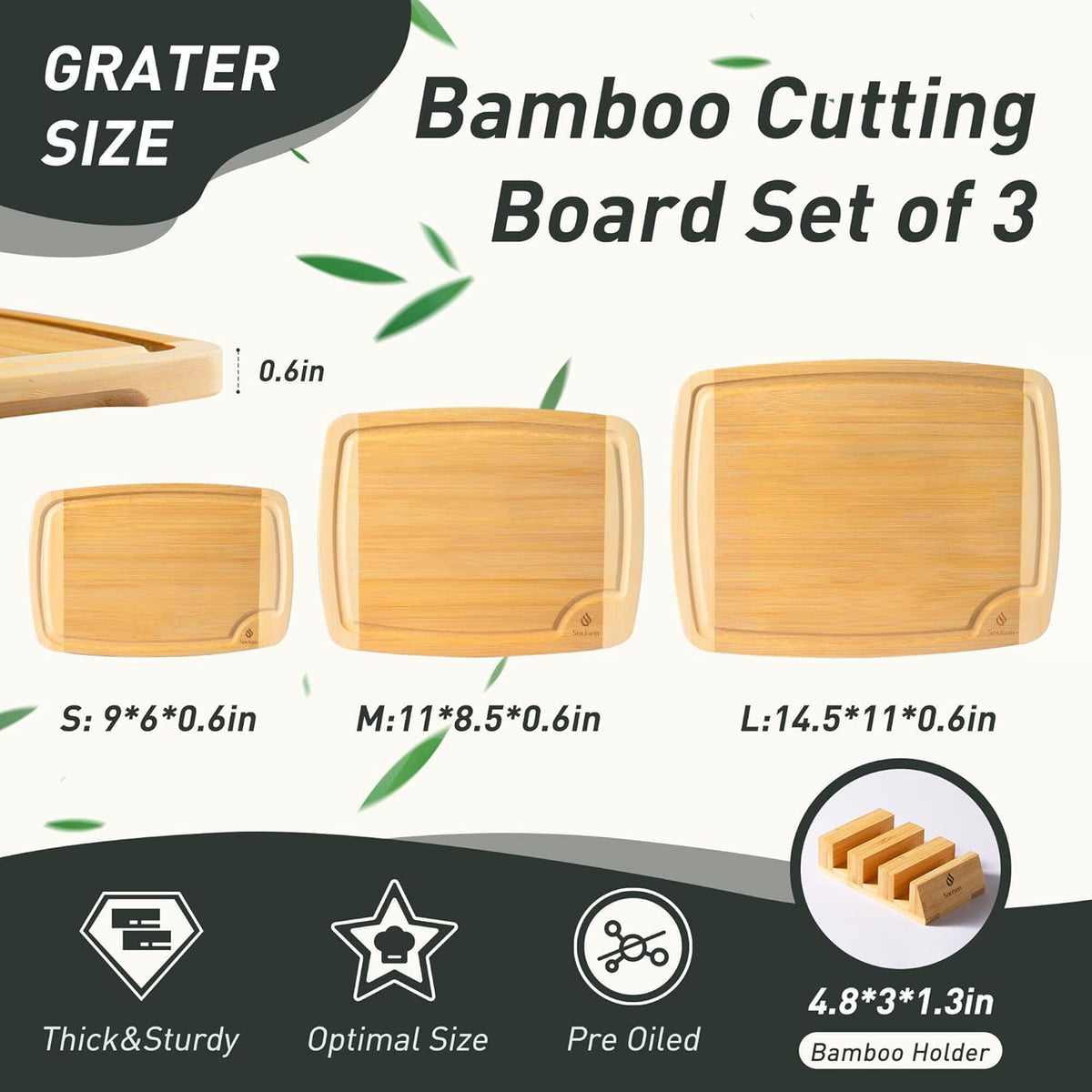 Bamboo Cutting Board Set Non Slip Feet with Holder Over Sink Tablas Para Picar Cocina Tabua Madeira