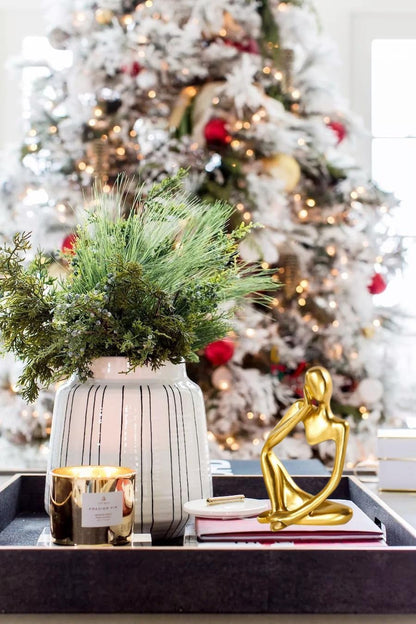 Christmas Gold Home Decor Thinker Statue Accents, 2025 Xmas Thinker Sculptures Office Decor Modern