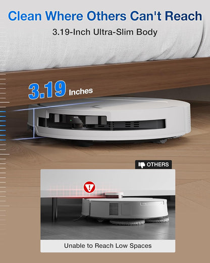 ECOVACS DEEBOT T50 PRO Omni Robot Vacuum and Mop, 3.19” Ultra-Slim, 15,000Pa Suction, ZeroTangle