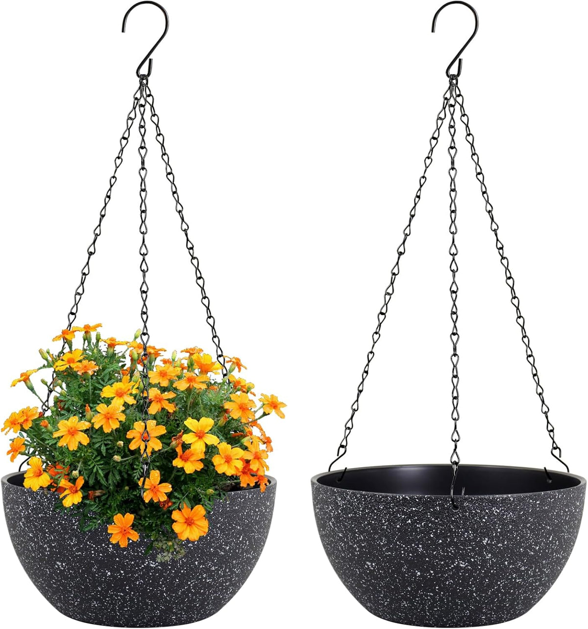 10 inch Hanging Planters for Indoor Outdoor Plants, 2 Pack Hanging Flower Plant Pots with Drainage