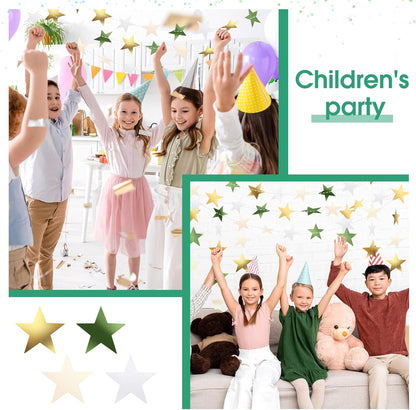 Patelai Glitter Star Garland Banner Decor 130 Feet Star Hanging Bunting Banner Twinkle Backdrop for