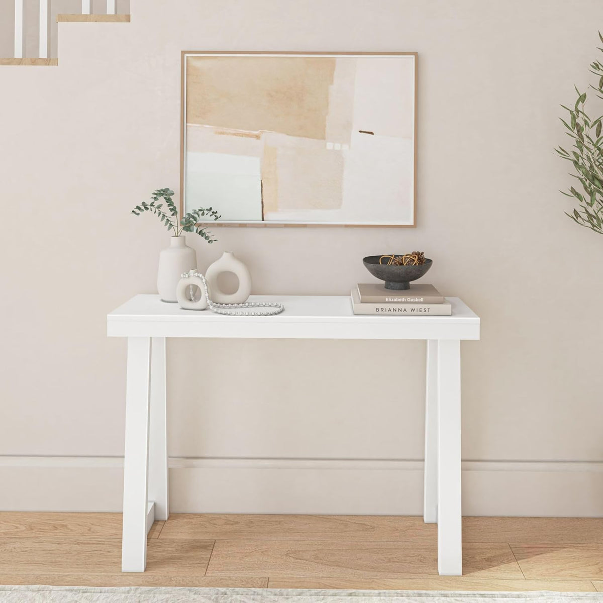 Plank+Beam Solid Wood Console Table, 46.25 Inch, Sofa Table, Narrow Entryway Table for Hallway
