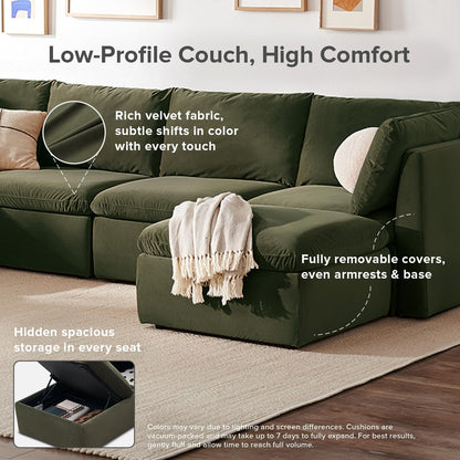 mopio Oversized Modular Sectional Sofa with Fully Removable Covers and Storage, Convertible U