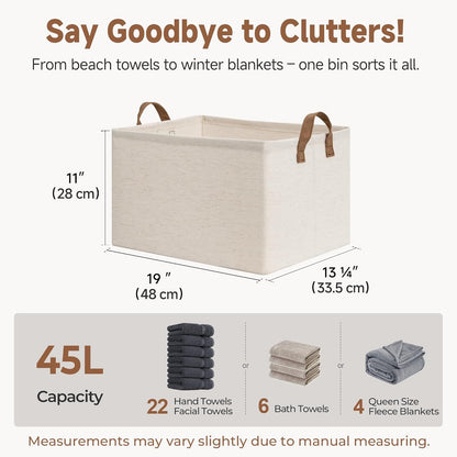 StorageWorks Storage Bins, Shelves Baskets for Organizing, 45L Extra Large Fabric Closet Organizers
