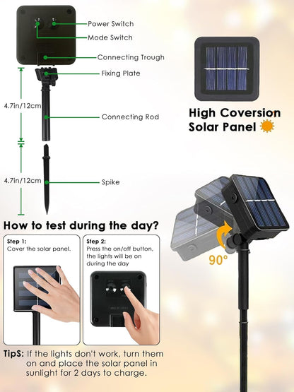 4pk Multi-Colored Solar Christmas Lights Outdoor Waterproof, 400 LED 132 FT Solar Powered LED