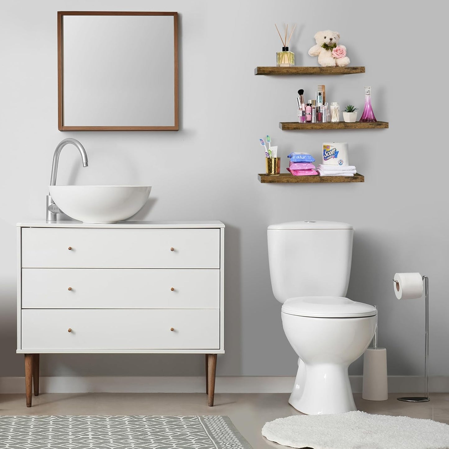 Sorbus Floating Shelves for Wall, Bathroom Shelves Wall Mounted for Kitchen, Bedroom, Bathroom