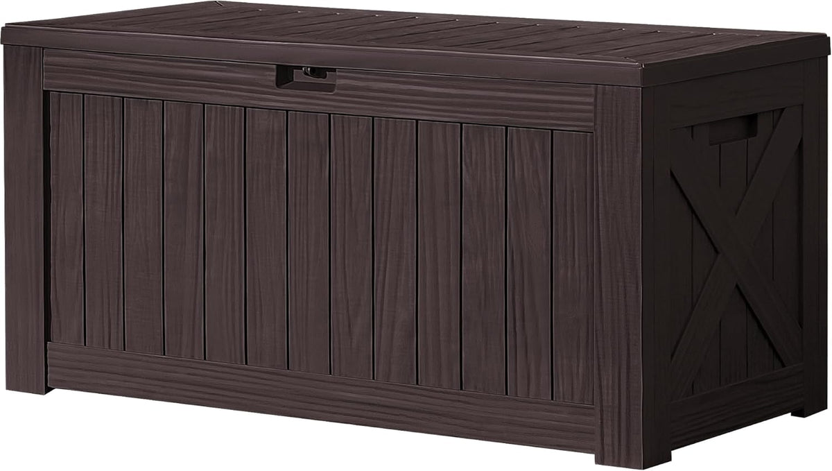 Devoko 120 Gallon Deck Box Resin Outdoor Storage Box Waterproof for Patio, Large Outdoor Storage