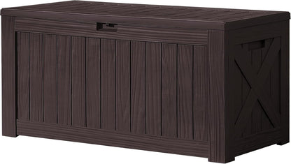 Devoko 120 Gallon Deck Box Resin Outdoor Storage Box Waterproof for Patio, Large Outdoor Storage