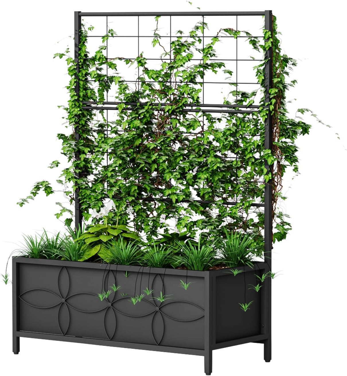 Zhongma Sturdy Raised Garden Bed with Trellis (15.75 x 35.43 x 48.8 in) for Vegetables Flower