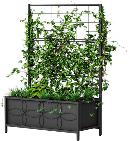 Zhongma Sturdy Raised Garden Bed with Trellis (15.75 x 35.43 x 48.8 in) for Vegetables Flower