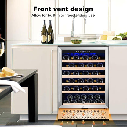 Tylza 24 Inch Wine Cooler Refrigerator, 51 Bottle Built-in or Freestanding, 24'' Fridge with