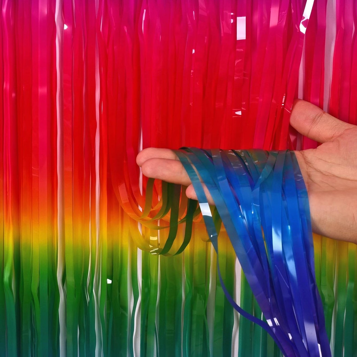 Gradient Colorful Party Streamers Backdrop - GREATRIL Party Backdrop Curtains for