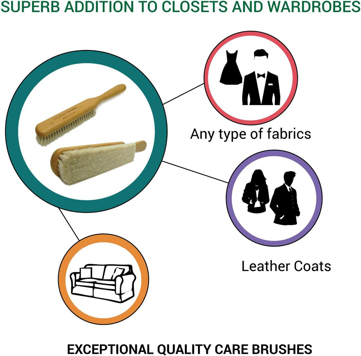 Valentino Garemi Ultra-Soft Goat Hair Cleaning Brush | for Elegant Delicate Flat Fabrics Suits