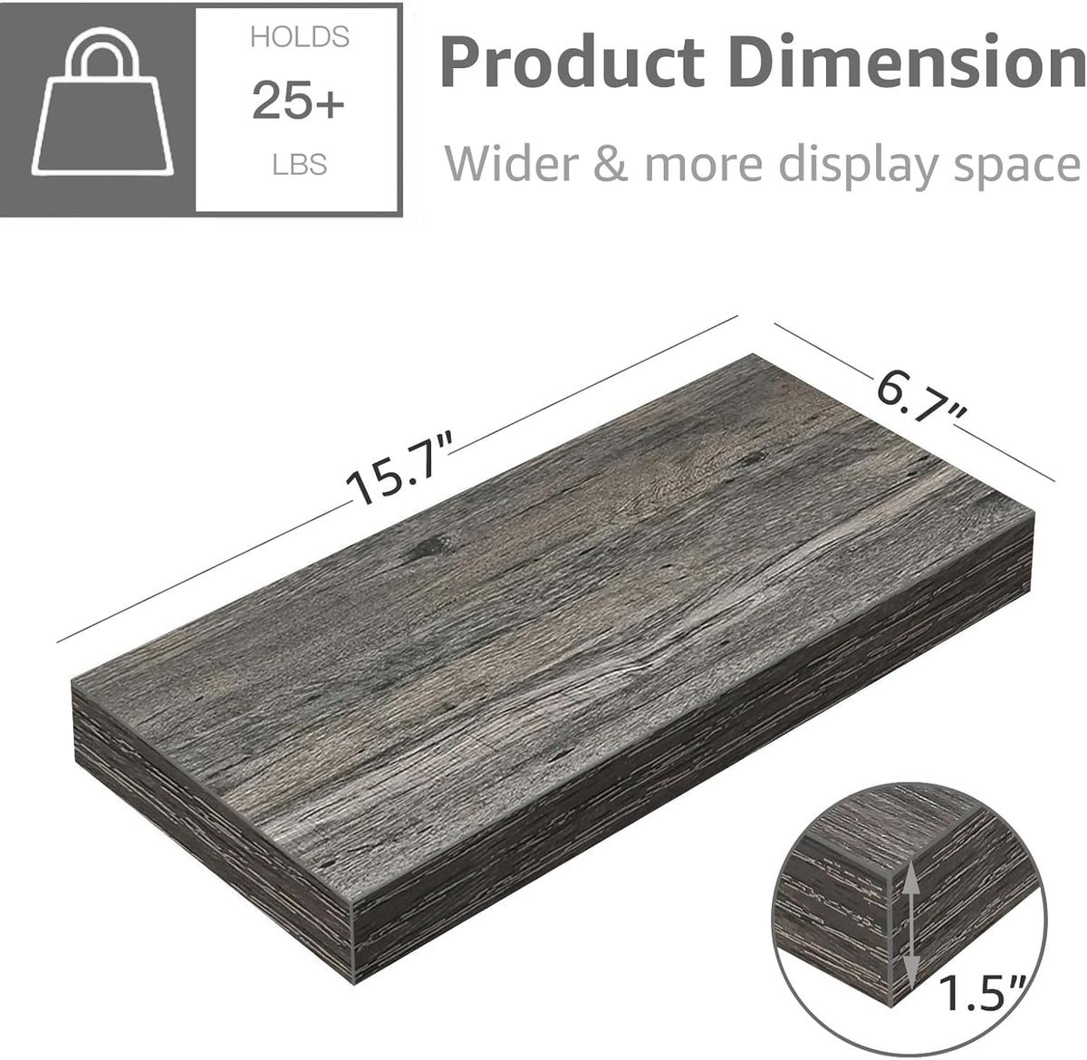 QEEIG Floating Shelves for Wall Bathroom Shelf Bedroom Kitchen Living Room Hanging Book Shelves
