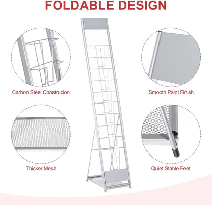 PATIKIL Detachable Magazine Display Racks Floor Standing 10 Layers Brochure Stand Catalog