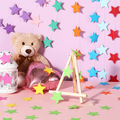 Patelai Glitter Star Garland Banner Decor 130 Feet Star Hanging Bunting Banner Twinkle Backdrop for