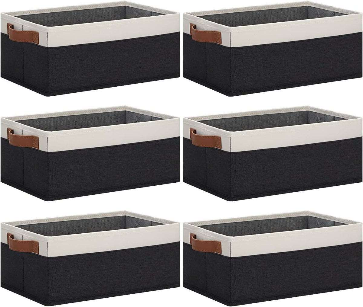 GhvyenntteS Storage Baskets for Organizing, Fabric Storage Bins with Leather H&les, Foldable