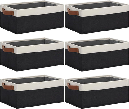GhvyenntteS Storage Baskets for Organizing, Fabric Storage Bins with Leather H&les, Foldable