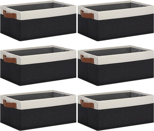 GhvyenntteS Storage Baskets for Organizing, Fabric Storage Bins with Leather H&les, Foldable