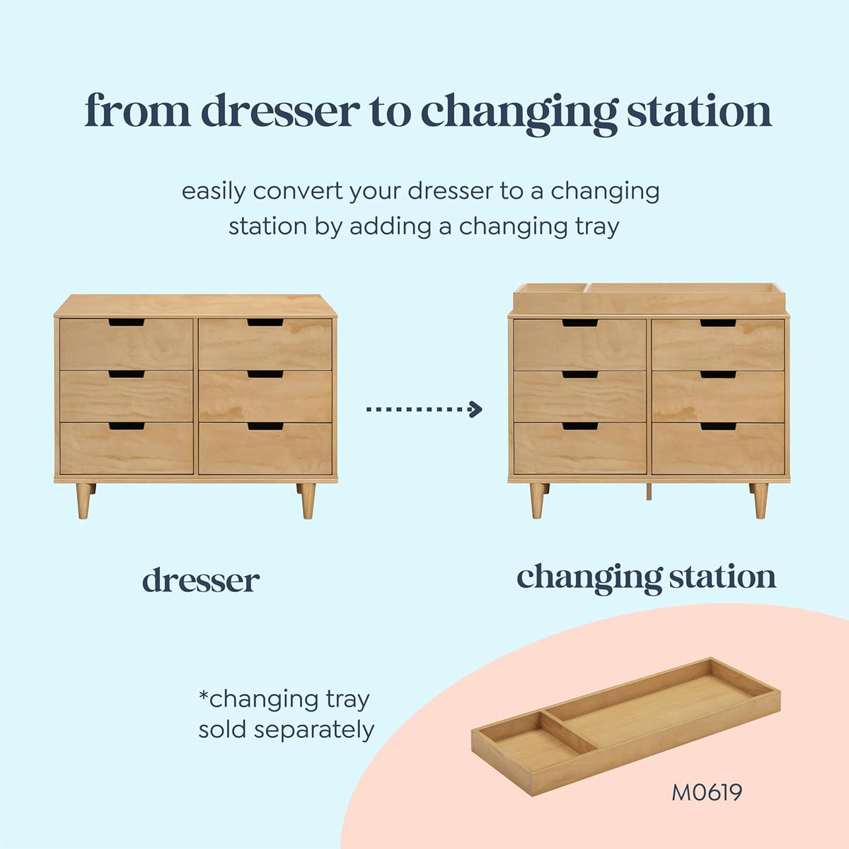 DaVinci Marley 6-Drawer Dresser for Nursery - Wooden Double Chest of Drawers for Kids, Boys & Girls