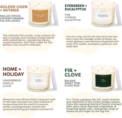 Calyan Wax Co. Holiday Scented Candle Set, Holiday Bundle of 4 Scented Candles, Bulk 3 Wick