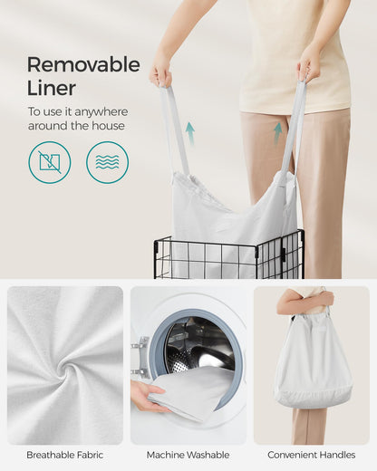 SONGMICS Laundry Hamper, 11 Gal. (50L) Laundry Basket, Collapsible Clothes Hamper, Removable and