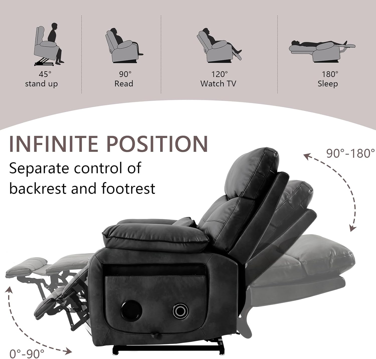 Dual Motor Power Lift Recliner Chair for Adult & Elderly, Infinite Position Lay Flat Lift Chair