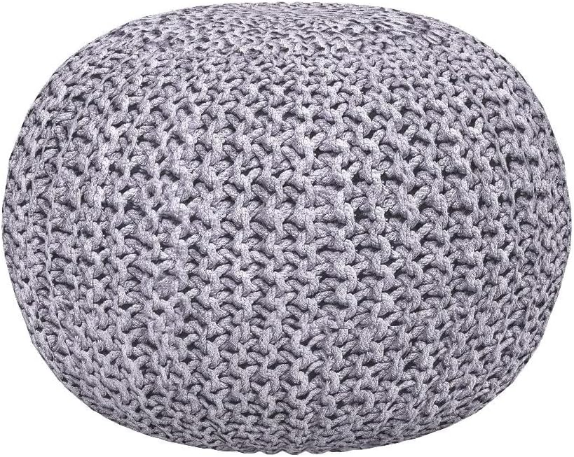 BIRDROCK HOME Round Pouf Ottoman | Cotton Braided Foot Stool with Bean Bag Filling | Boho Foot Rest