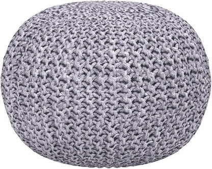 BIRDROCK HOME Round Pouf Ottoman | Cotton Braided Foot Stool with Bean Bag Filling | Boho Foot Rest