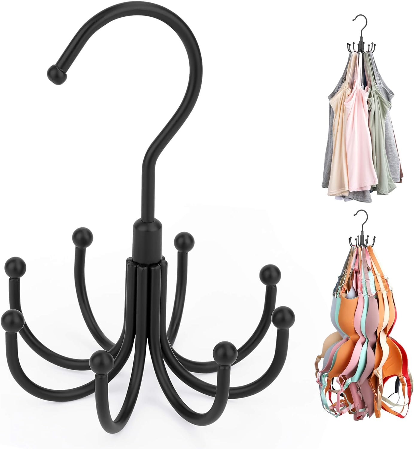 ZEDODIER Tank Top Hanger, Rotatable Bra Organzier for Closet, Max 24 Storage Capacity Sport Bra
