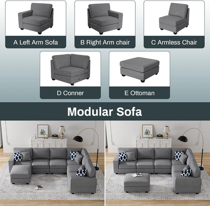 L Lengend Vansen Modular Sectional Sofa U Shaped Couch with Ottoman Modern Reversible Corner
