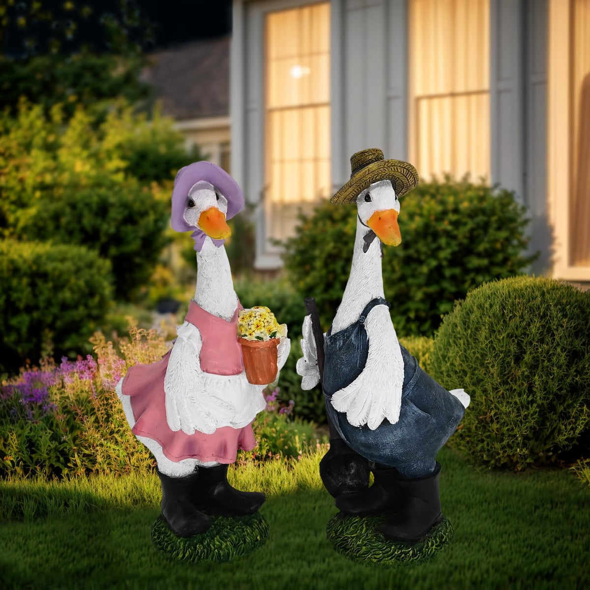 Porch Goose Statue Outfits Large Garden Sculpture Cement Home Outdoor Decorations Lawn Resin Big