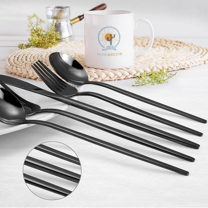 Black Silverware Set, KassKa 40 Pieces Flatware Cutlery Set, Stainless Steel Utensils Set Spoon