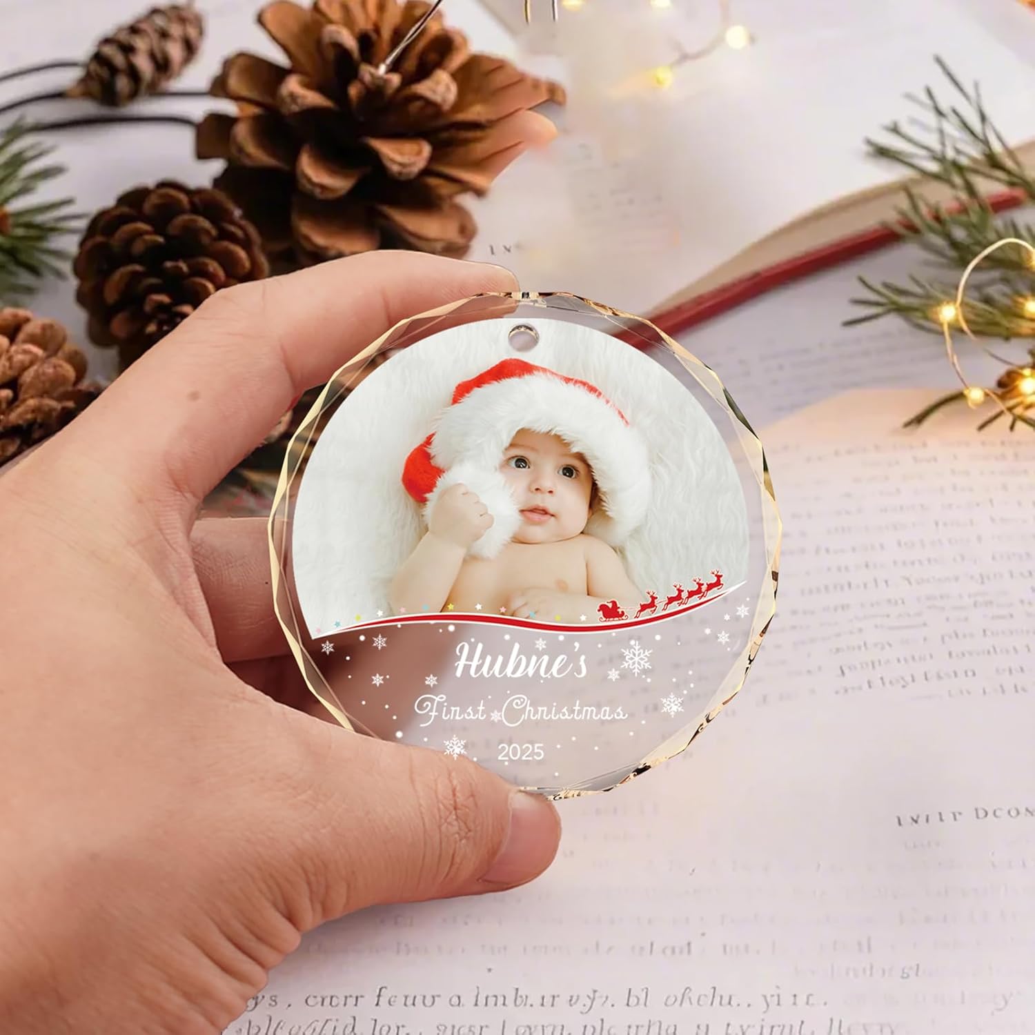 Bemaystar Baby First Christmas Ornaments 2025–Personalized Crystal Ornaments with Photo and