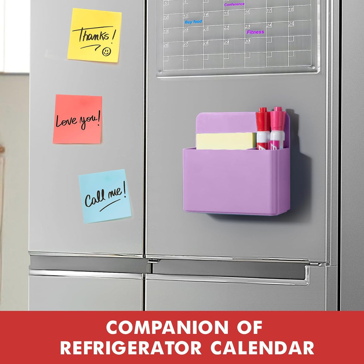 BEYGORM 2 Pack Plastics Magnetic Pen Holder for Refrigerator, Dry Erase Marker Holder for