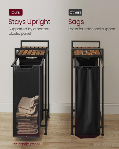 VASAGLE Laundry Hamper, Laundry Basket, Laundry Sorter with a Pull-Out and Removable Bag, Shelf