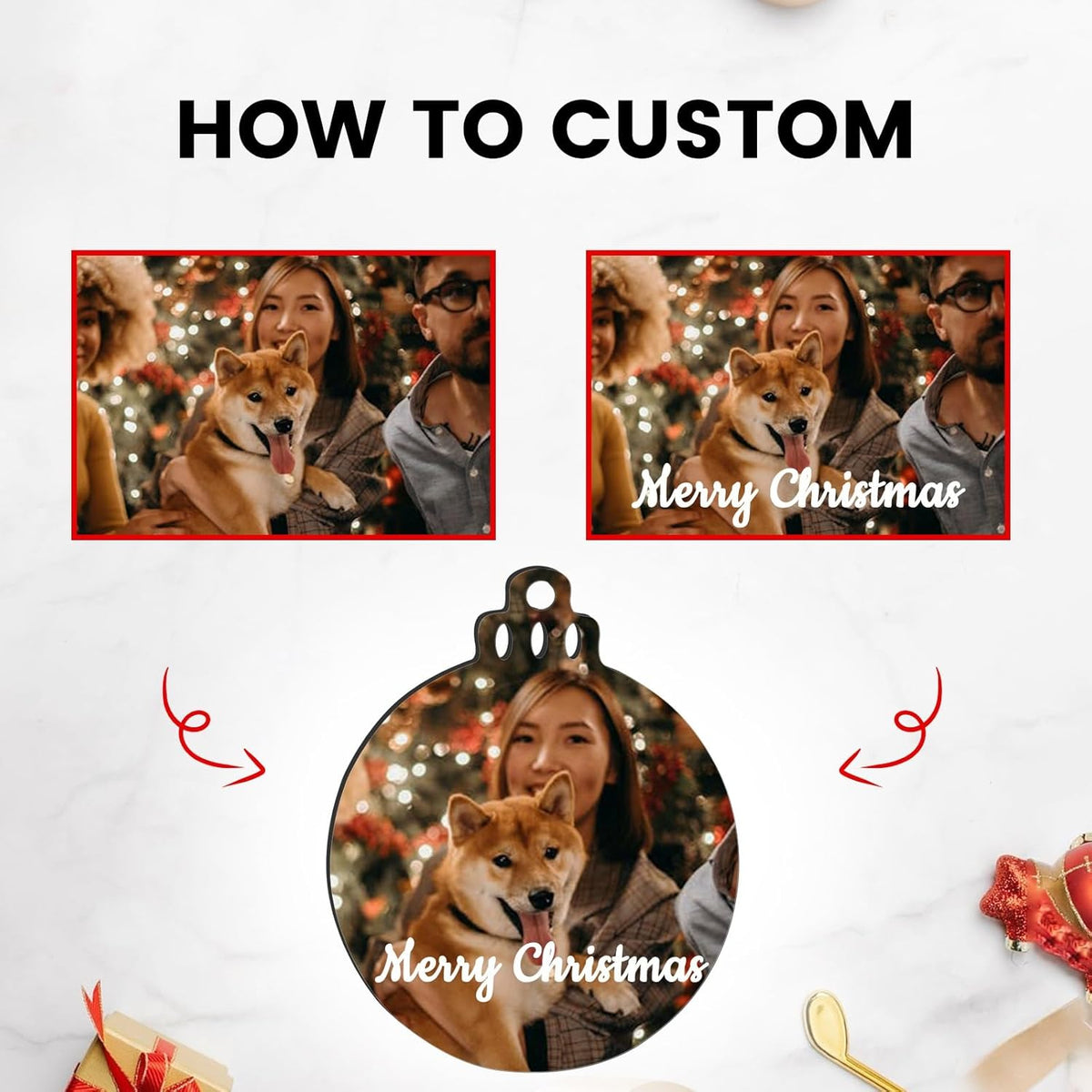 Personalized Christmas Ornaments 2025 Customized with Photo Text Ornament Keepsake Pet First