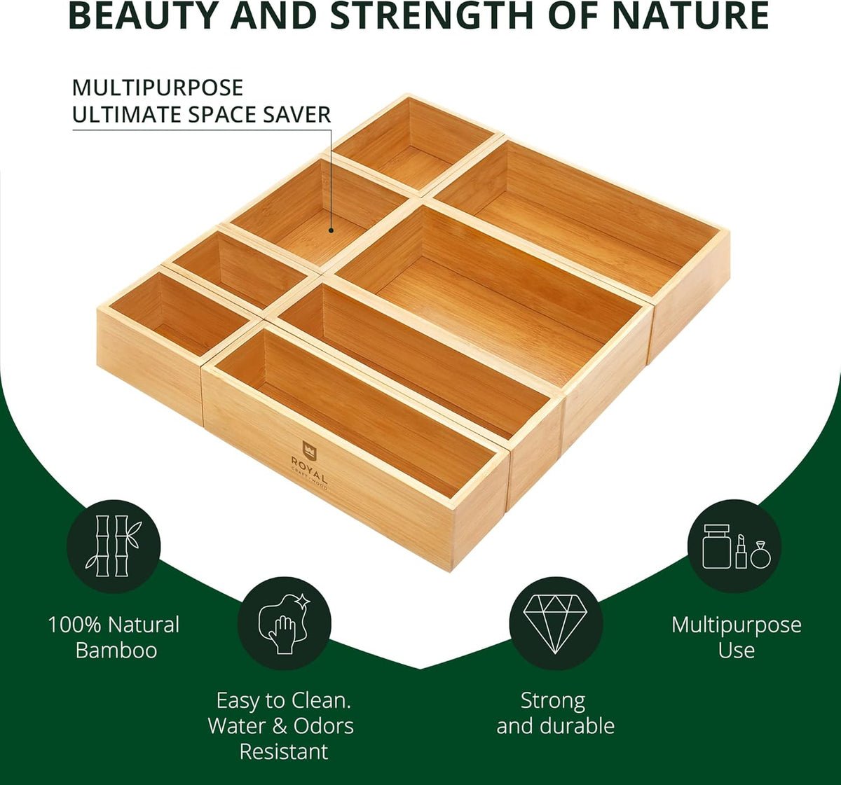 ROYAL CRAFT WOOD Bamboo Jewelry Organizer Box & Chests Set - Versatile Storage Solution for Makeup