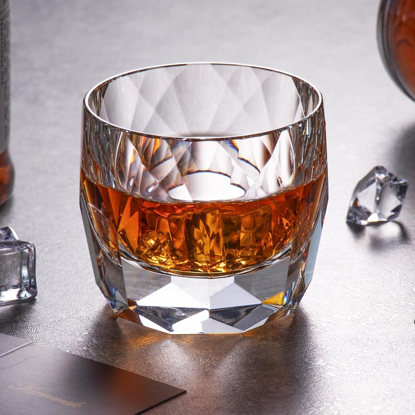 KAMMAK Crystal Whiskey Glasses Set of 2, 7.1oz Old Fashioned Glasses Stemless, Hand Blown White