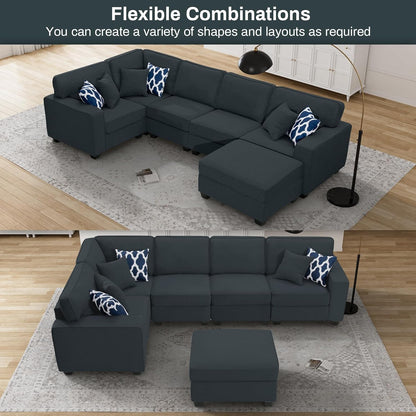 L Lengend Vansen Modular Sectional Sofa U Shaped Couch with Ottoman Modern Reversible Corner