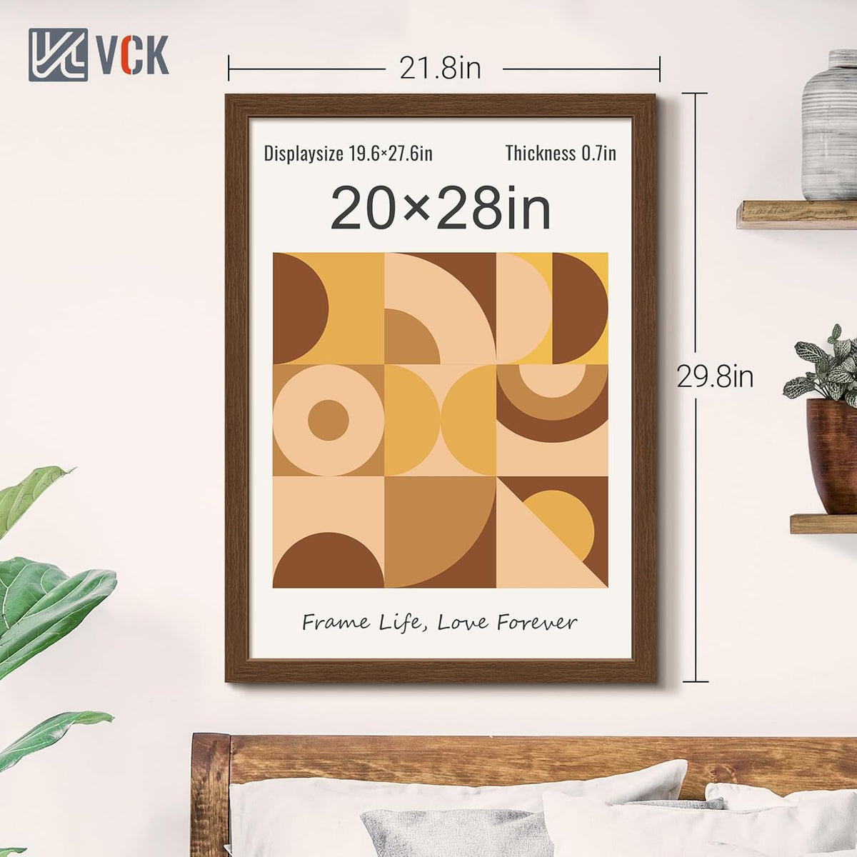 VCK 20x28 Picture Frame 3 Pack, Brown Wood Poster Frame with Exclusive Wood Grain, Wall Mounting