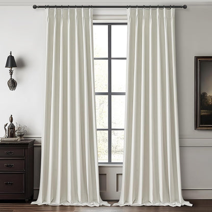 Tall Curtains for Living Room 108 Inches Long, Linen Pinch Pleated 100% Blackout Viral Window