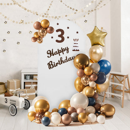 Arch Backdrop Stand and Cover Set, Metal Balloon Arch Backdrop 6.6ft, Gold Arched Stand Frame for