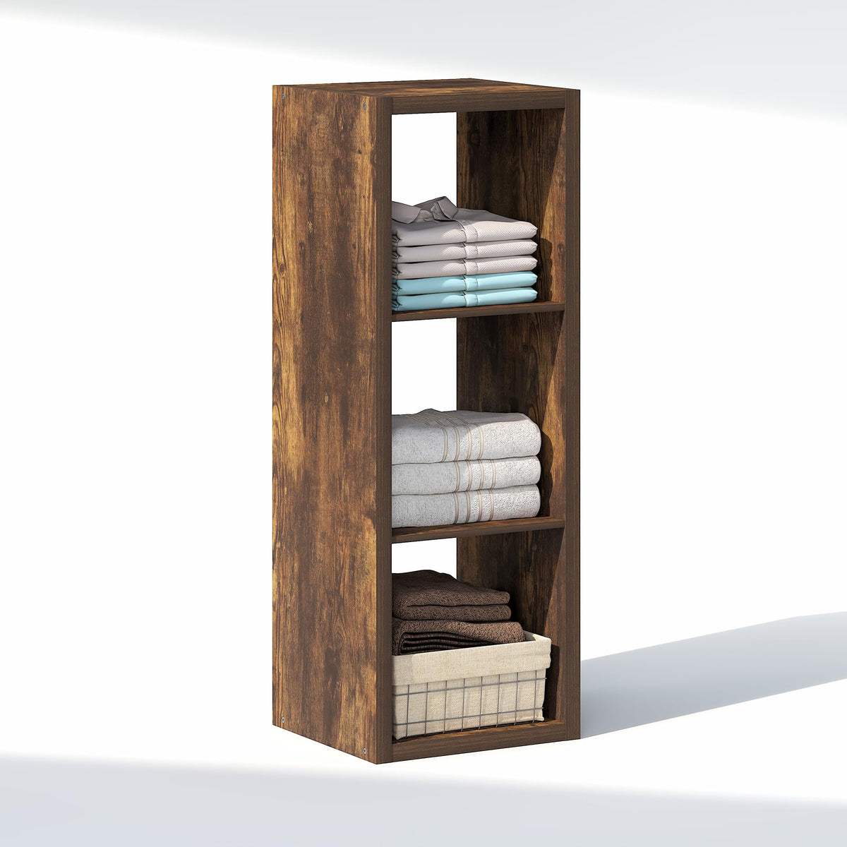 Furinno Cubic Extra Thick 3-Cube Closet Organizers and Storage, Amber Pine