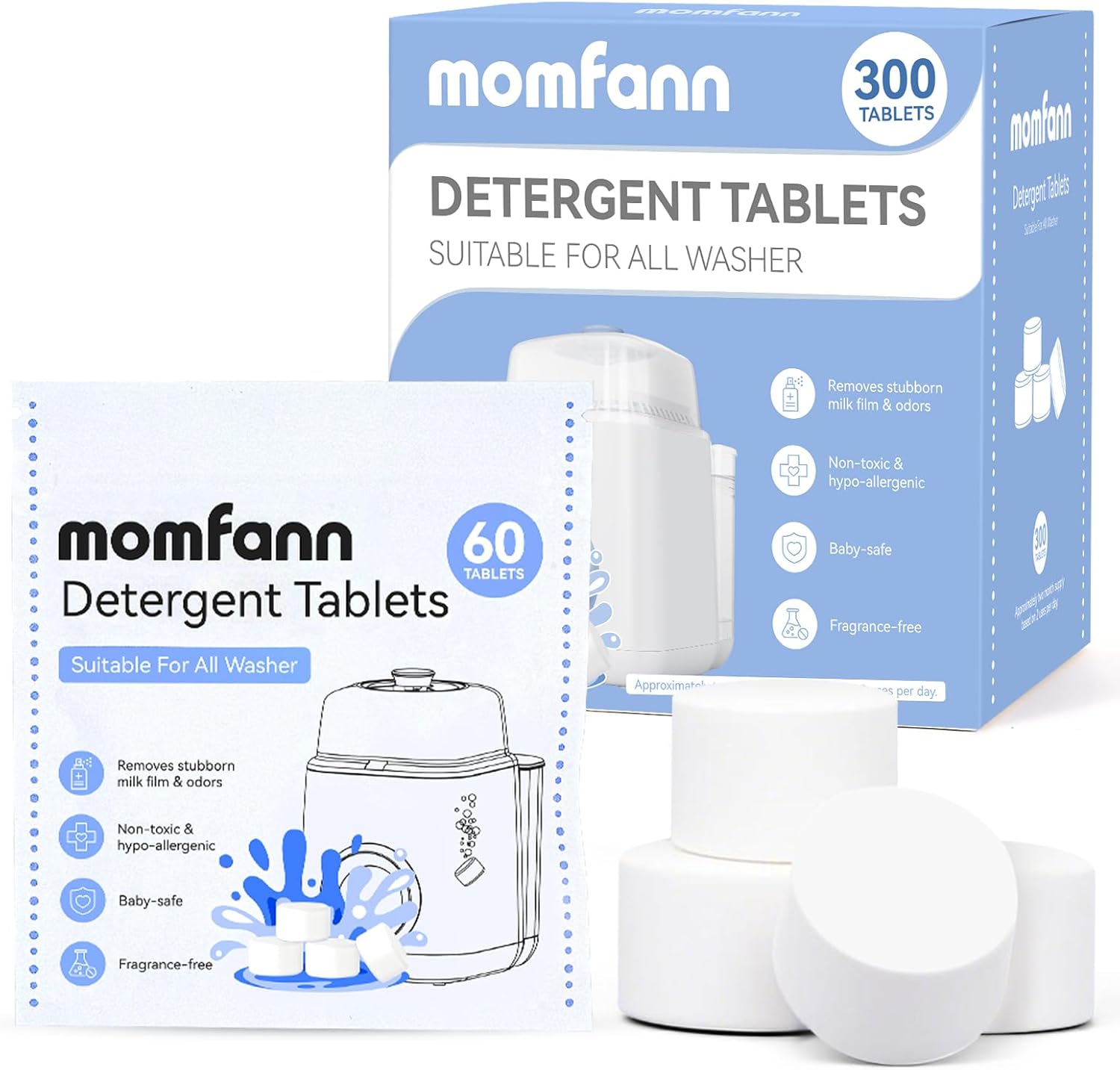300 Professional Deep Cleaning Detergent Tablets for All Baby Bottle Washers, Washer Tablets for